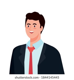 Businessman cartoon with suit isolated design, business and management theme Vector illustration