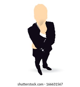 businessman cartoon think gesture