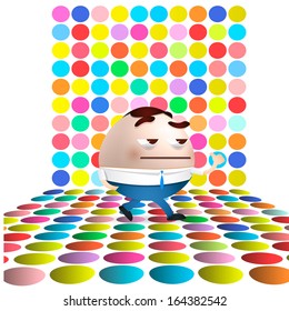 businessman cartoon walking on abstract colorful background