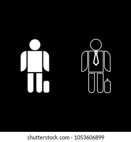 Businessman with case icon set white color