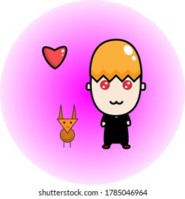 Businessman With A Cat Vector Character Illustration 