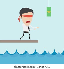Businessman catch flying money for risk managment concept 