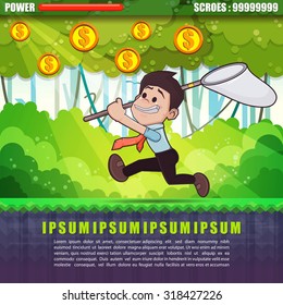 Businessman catch money, Vector illustration
