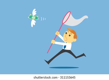 Businessman catches money