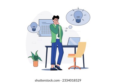 Businessman Catching Business Idea Illustration concept on white background