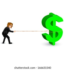 businessman catching a dollar symbol