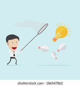 Businessman catching idea 