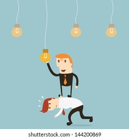 Businessman catching a light bulb