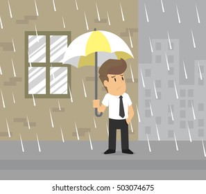 businessman was caught in the rain. vector