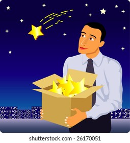 businessman caught stars