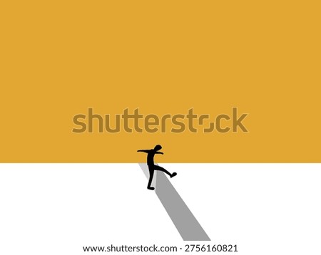 businessman cautiously walked through the gap