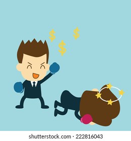 businessman celebrating a knockout deal like a winner