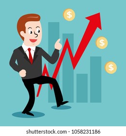 businessman celebrating the successful increase vector illustration