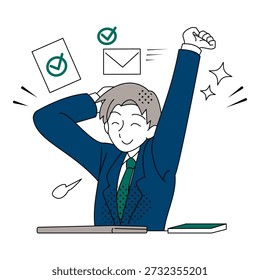 Businessman Celebrating Successful Task Completion Illustration