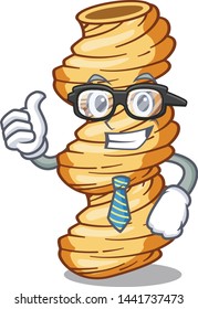 Businessman cellentani pasta served in cartoon plates