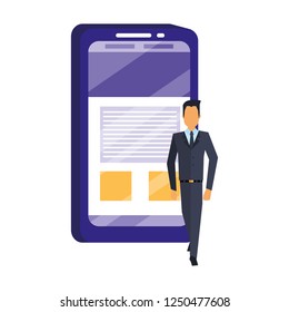 businessman and cellphone document report