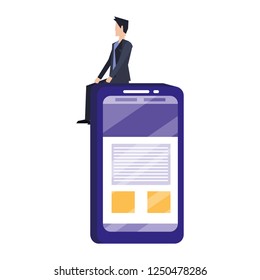 businessman and cellphone document report