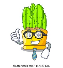 Businessman cereus cactus bouquet on character cartoon
