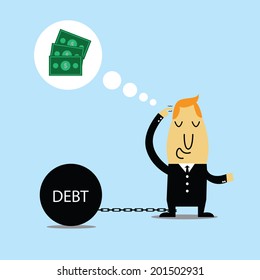 Businessman with a chain ball