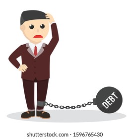 businessman chained to his debt
