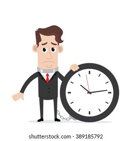 Businessman chained to time