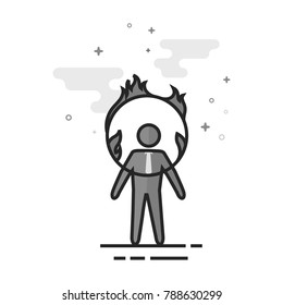Businessman challenge icon in flat outlined grayscale style. Vector illustration.