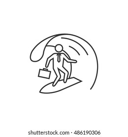 Businessman challenge icon in thin outline style. Extreme business  adrenaline