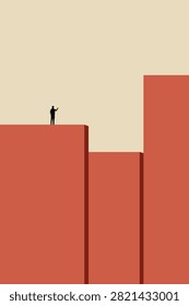 Businessman challenge and obstacle. concept of gap, finding solution, opportunity and ambition