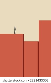 Businessman challenge and obstacle. concept of gap, finding solution, opportunity and ambition