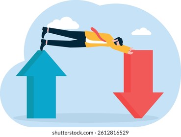 Businessman challenges the tightrope, business concept,

