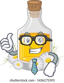 Businessman chamomile oil in the cartoon shape