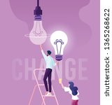 Businessman change light bulb, changed the idea