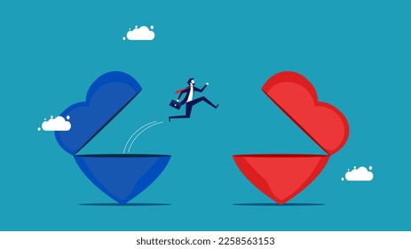 El hombre de negocios cambia de corazón. Golpéate. vectores de financiación e inversión