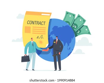 Businessman Character in Airport Leaving Motherland for Employment Abroad. Work Migration, Drain Brain Business Concept. Research Job Opportunity in Foreign Country. Cartoon People Vector Illustration