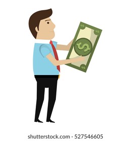 businessman character avatar with money icon