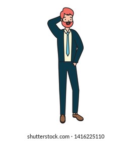 businessman character avatar on white background vector illustration