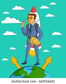 Businessman character with background