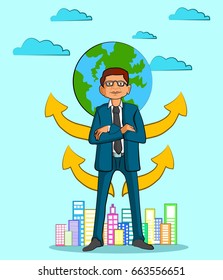 Businessman character with background