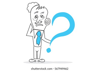 Businessman Character - Big Question Mark. A character designed to explain business topics such as finance.