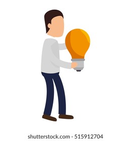 businessman character with bulb