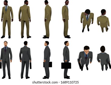 Businessman character, Business people, group of men,wearing working outfit,standing in white background