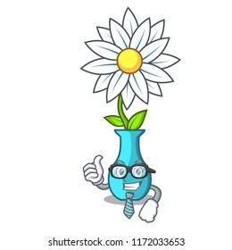 Businessman character cartoon glass vase with flowers