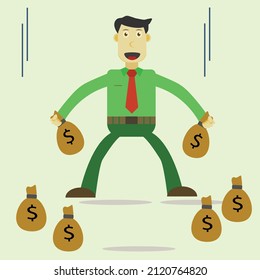 vector de caricatura de personajes de negocios que crea mucho dinero