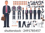 Businessman character constructor. Set of different positions of arms and legs for the animation of a businessman, DIY set. Vector illustration in flat style