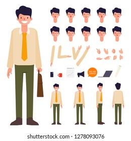 Businessman character creation design. Animated character office woman employee.