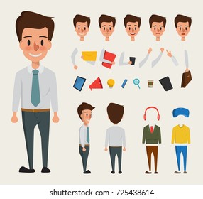businessman character creation set. people character vector design.