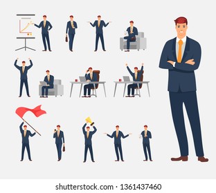 Businessman character design. Action set character of business.