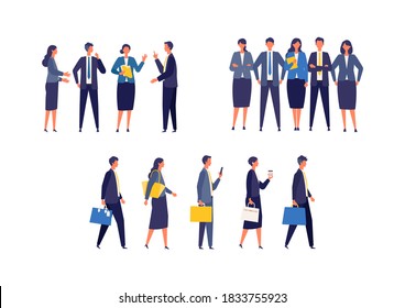 Businessman character design in different poses. Vector illustration in flat style.