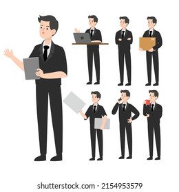 Businessman character design presenting concept