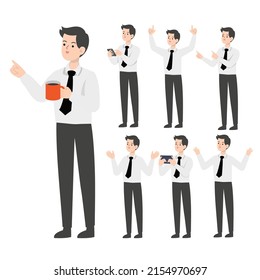Diseño de caracteres para hombre de negocios que presenta el concepto